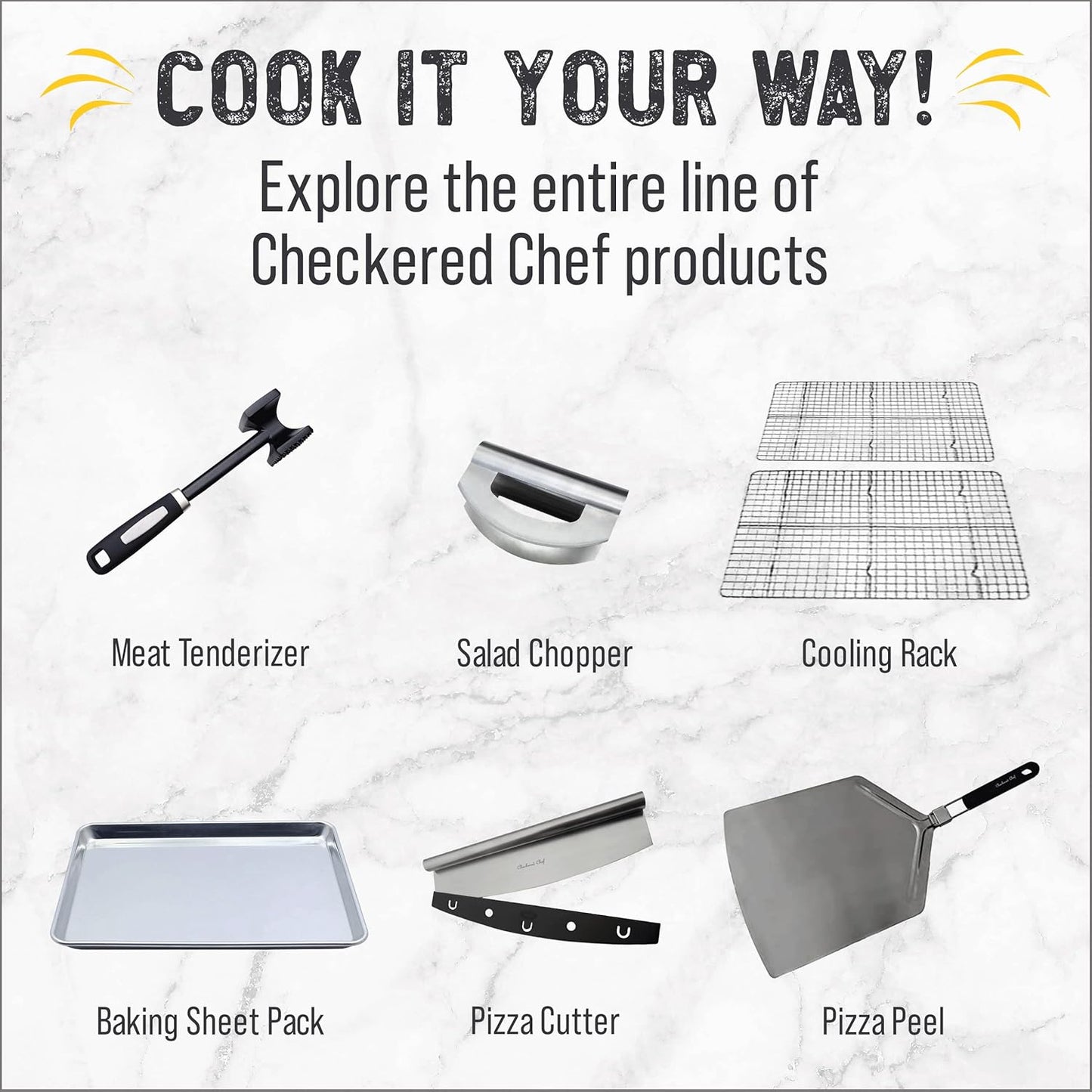 Checkered Chef Baking Sheet Pan & Cooling Rack - 18" x 13" Aluminum Cookie Sheet with Stainless Steel Rack