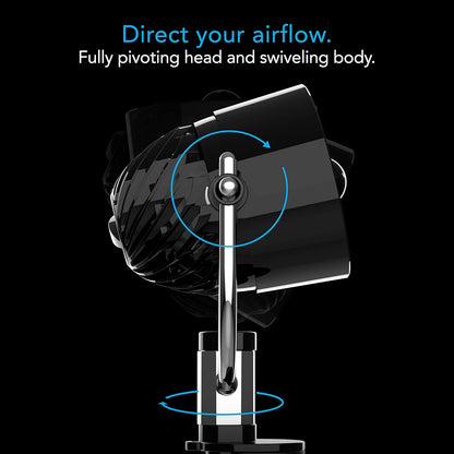 Vornado Pivot Clip Desk Fan - Portable 3-Speed Air Circulator with 360° Adjustable Axis | Whisper Quiet, Black