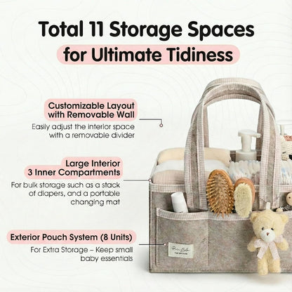 PeraBella Baby Diaper Caddy Organizer - Portable Felt Nursery Storage Bin for Newborn Essentials