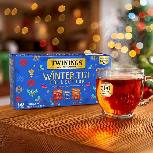 Twinings Winter Tea Collection, Limited Edition Holiday Gift Box, 20 Count (Pack of 3), Includes Christmas Tea, Winter Spice, and Gingerbread Joy, Enjoy Hot or Iced, 60 Teabags