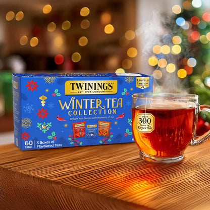 Twinings Winter Tea Collection, Limited Edition Holiday Gift Box, 20 Count (Pack of 3), Includes Christmas Tea, Winter Spice, and Gingerbread Joy, Enjoy Hot or Iced, 60 Teabags