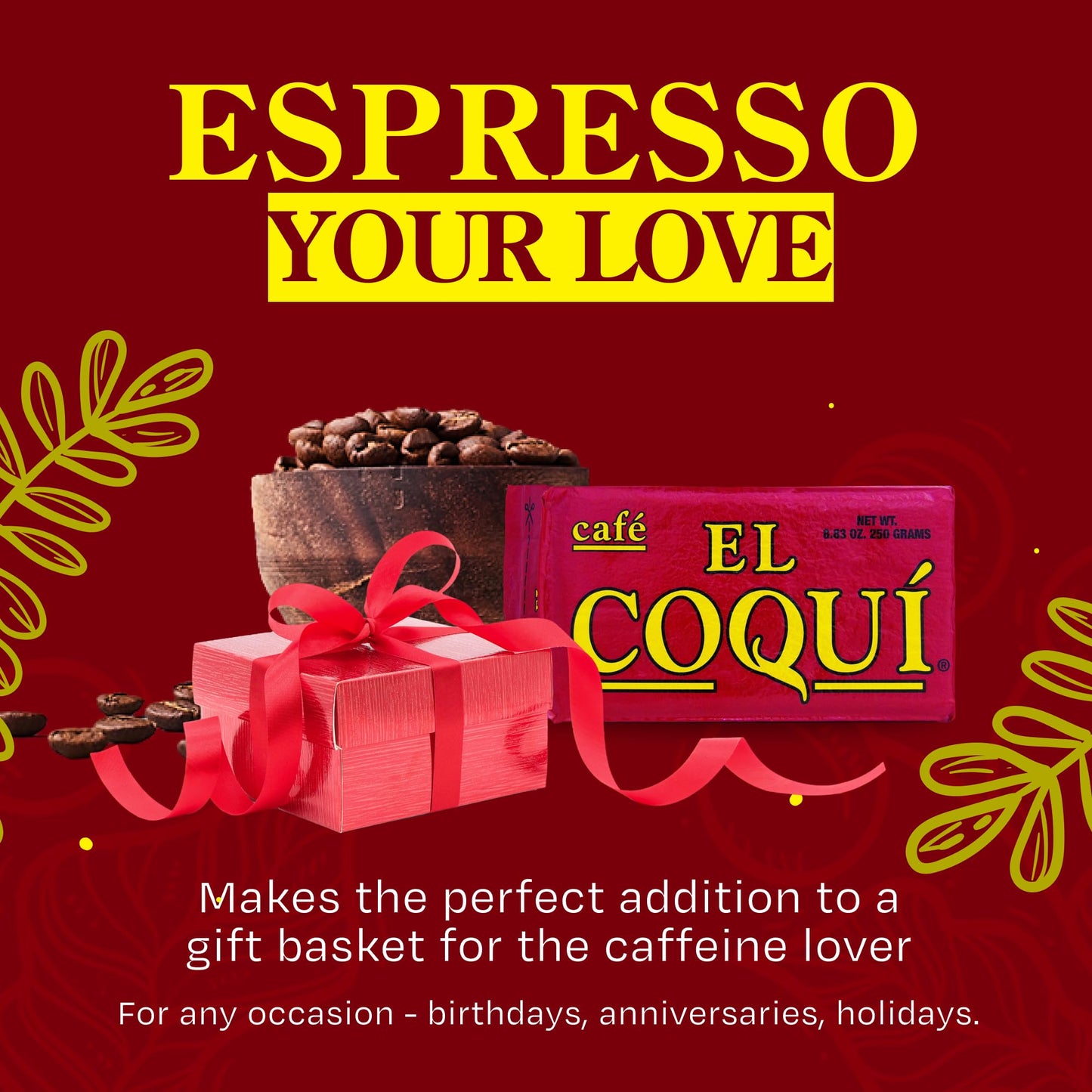 El Coquí Dark Roast Espresso Ground Coffee, Rich, Ground Coffee, Authentic Puerto Rican Style Coffee, Vacuum Sealed, Ground Espresso Beans, 8.83 oz (4 pack)