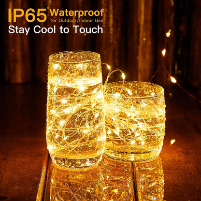 Twinkle Lights by Christmas | 72 Ft 200 LED Fairy String Lights with Plug | Warm White Copper Wire for Bedroom & Party Decor