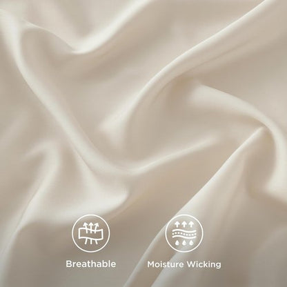 Bedsure Queen Sheet Set, Rayon Derived from Bamboo, Cooling Sheets, PureWoven, Breathable & Soft, Deep Pocket Up to 16", Hotel Luxury Silky Bedding for Hot Sleepers, Light Beige
