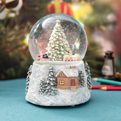 MG-7282 Automatic Revolving Train Snow Globe - Color Changing Light Effect, 4 Inches, Plays O Christmas Tree