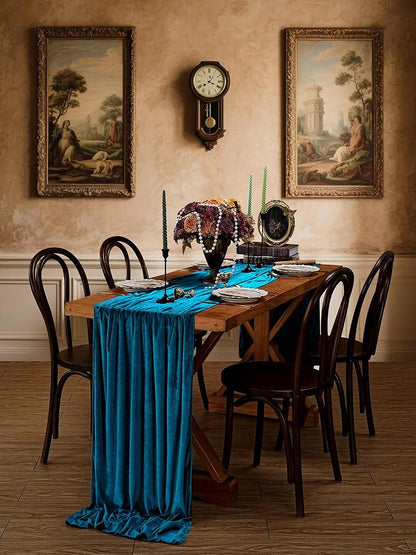 Peacock Blue Velvet Table Runner 20x120 Inches - 2-Pack, Luxury Wedding Decor (Variation: Peacock Blue+20"x120"-2pcs)