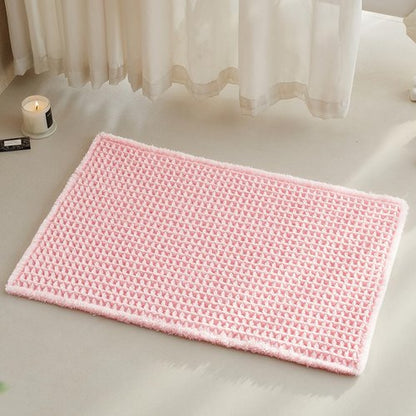 TYUU Light Peachy Pink Bathroom Rugs, Waffle Bath Mat Non Slip Washable Quick Dry Cute Bath Mat Boho Farmhouse Bathroom Decor, 30"x20" Light Peachy Pink