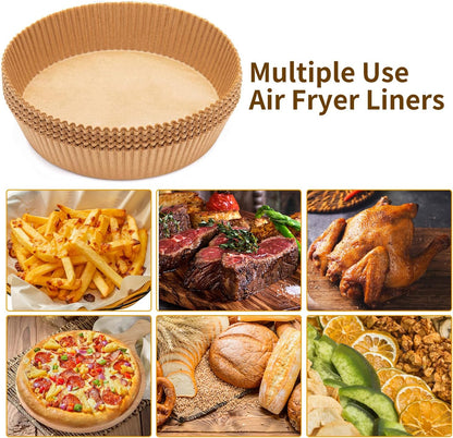 Skiennix Air Fryer Liners - 100 Pcs Non-Stick Parchment Paper for 6.3-Inch Round Air Fryers | Food Grade Accessories