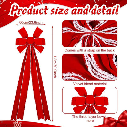 Hungdao Red Velvet Christmas Bow Giant Tree Topper 71 x 24 Inch - Variation: Red