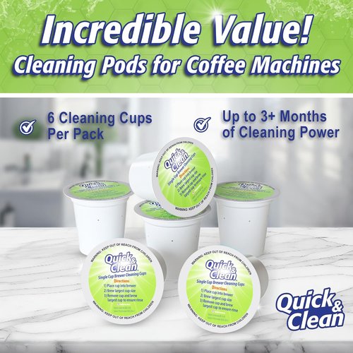 Keurig Cleaning Pods - 6-Pack K Cup Cleaner for 2.0 Coffee Machines | Non-Toxic & Eco-Friendly Stain Remover