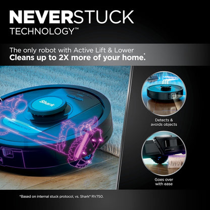 Shark PowerDetect Robot Vacuum - Self-Emptying with NeverStuck Tech | WiFi, HEPA, Black, Ideal for Pet Hair
