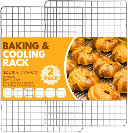Skiennix Cooling Racks - 2 PCS Stainless Steel Baking Racks | 15x10 Inches, Oven Safe Design