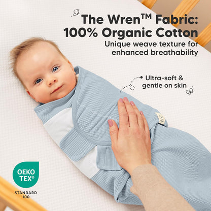 Skiennix Organic Baby Swaddle Wraps - Soft & Snug Sleep Sacks for Newborns 0-3 Months | 3-Pack in Glacier