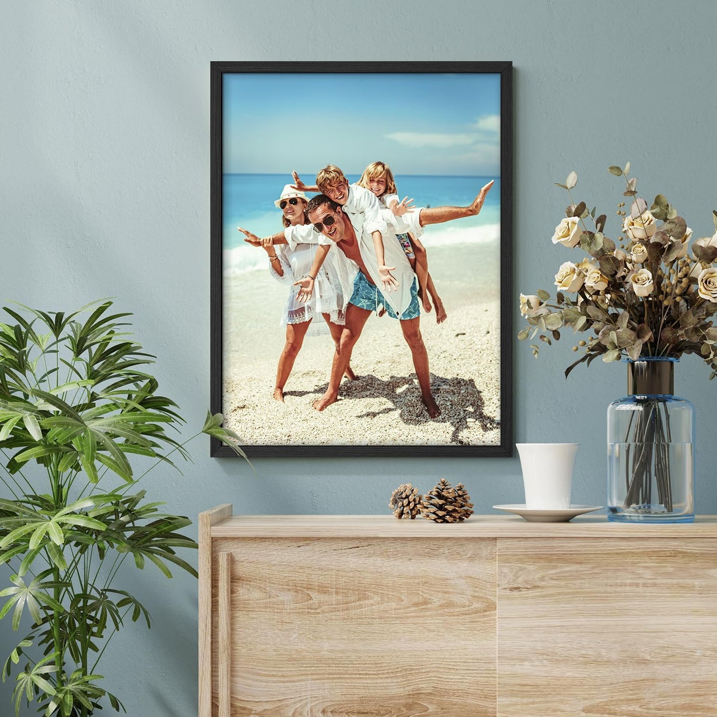 Wall26 Custom Framed Canvas Poster Art - Ready to Hang Home Decor for Living Room & Bedroom - 12"x16" Black
