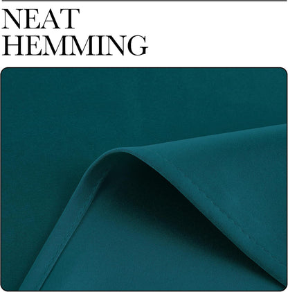 NICETOWN Teal Blackout Cafe Curtains - Faux Silk Thermal Insulated Drapes, 42" x 63", 2 Panels