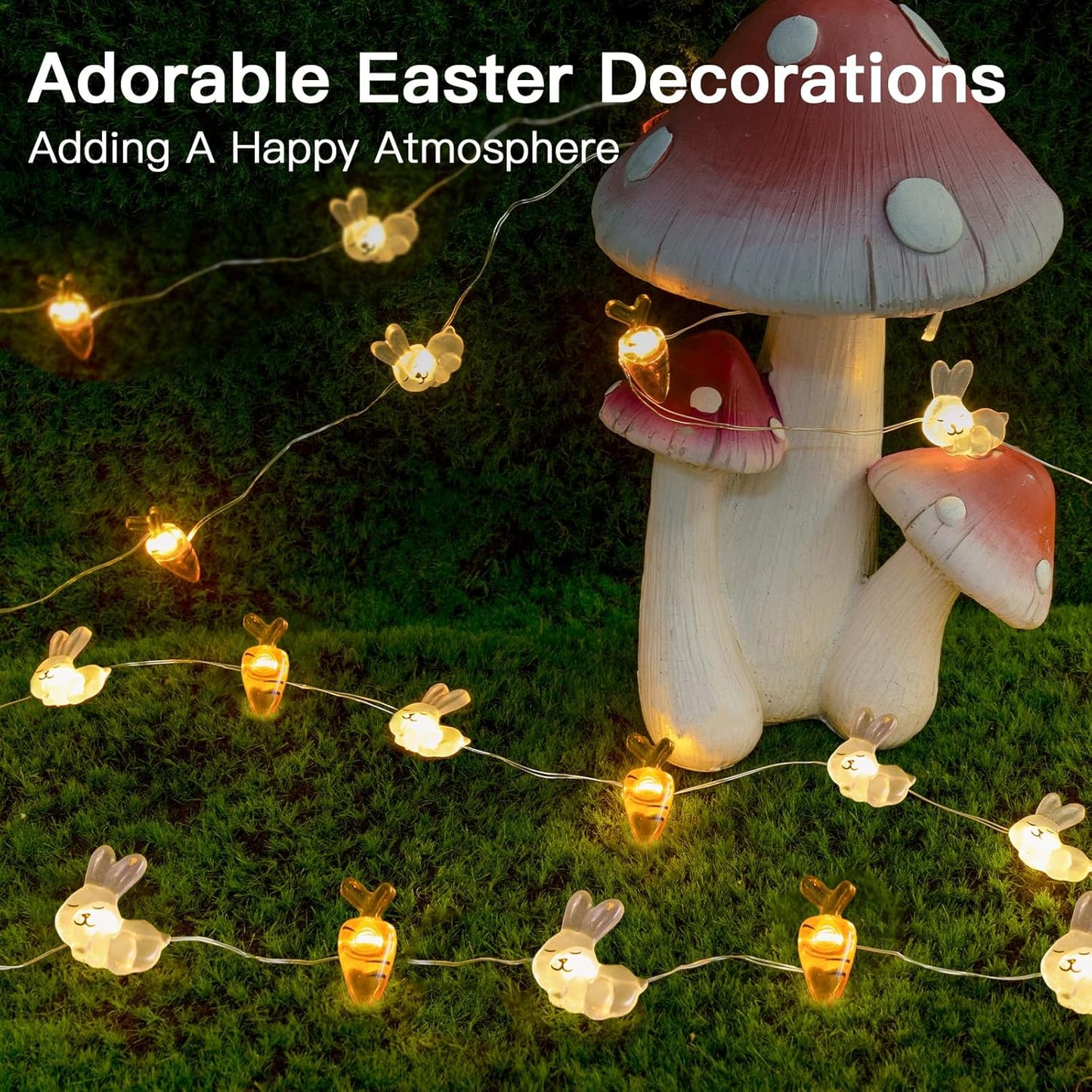 Suddus Easter String Lights - 12.8ft Battery Operated 40 LED Outdoor & Indoor Decorations