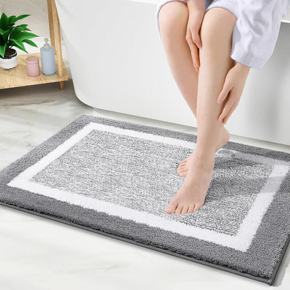 OLANLY Bathroom Rugs - Extra Soft Microfiber Bath Mat | Non-Slip, Quick Dry, 30x20, Grey