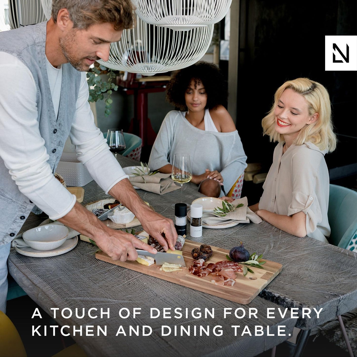 LARS NYSØM Salt and Pepper Grinder Set I Salt and Pepper Mills with Adjustable Ceramic Grinder 2 pieces I Manual Design Spice Mill Set (Blue)