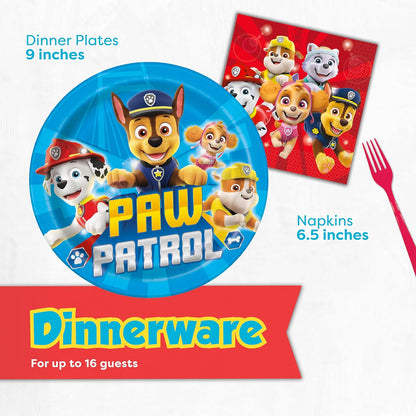 Paw Patrol Birthday Decorations - Complete Party Supplies Kit for 16 Guests | Plates, Napkins, Banner & Masks