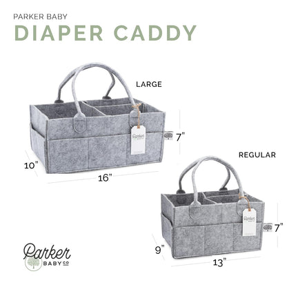 Parker Baby Diaper Caddy - Versatile Nursery Storage Bin & Car Organizer for Diapers - Gray