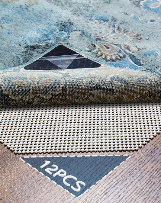 Veken Rug Gripper Pad for Hardwood Floors Tile Floors with 12 Pcs Rug Tape, Thick Cushion Non Slip Rug Pads for Area Rugs, Under Carpet Anti Skid Mat, Keep Your Rugs Safe and in Place, 2x3 Ft