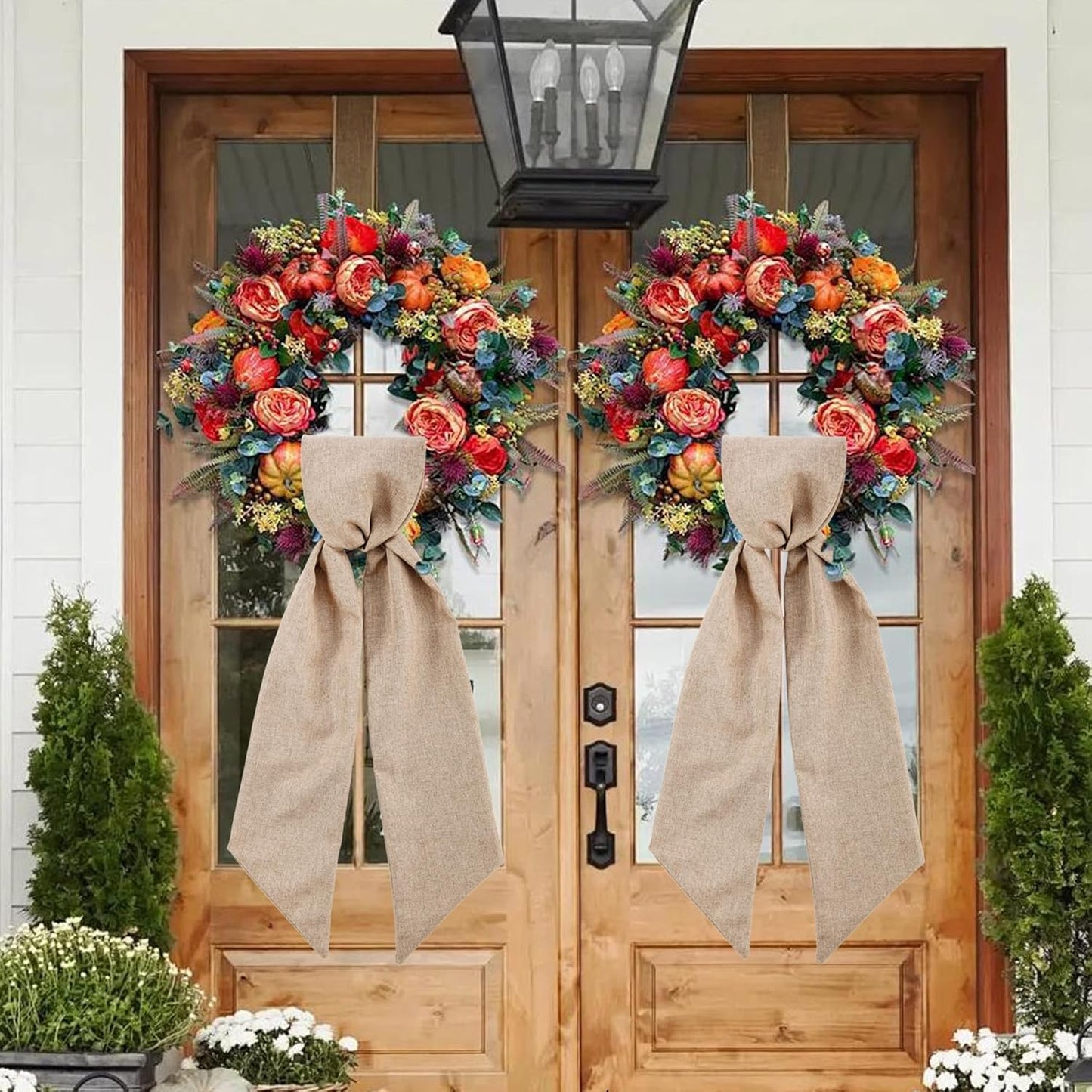 Burlap Wreath Sash - 2 Pack Blank Sashes for Monogram Embroidery | Front Door Decor 5'' L x 54'' W