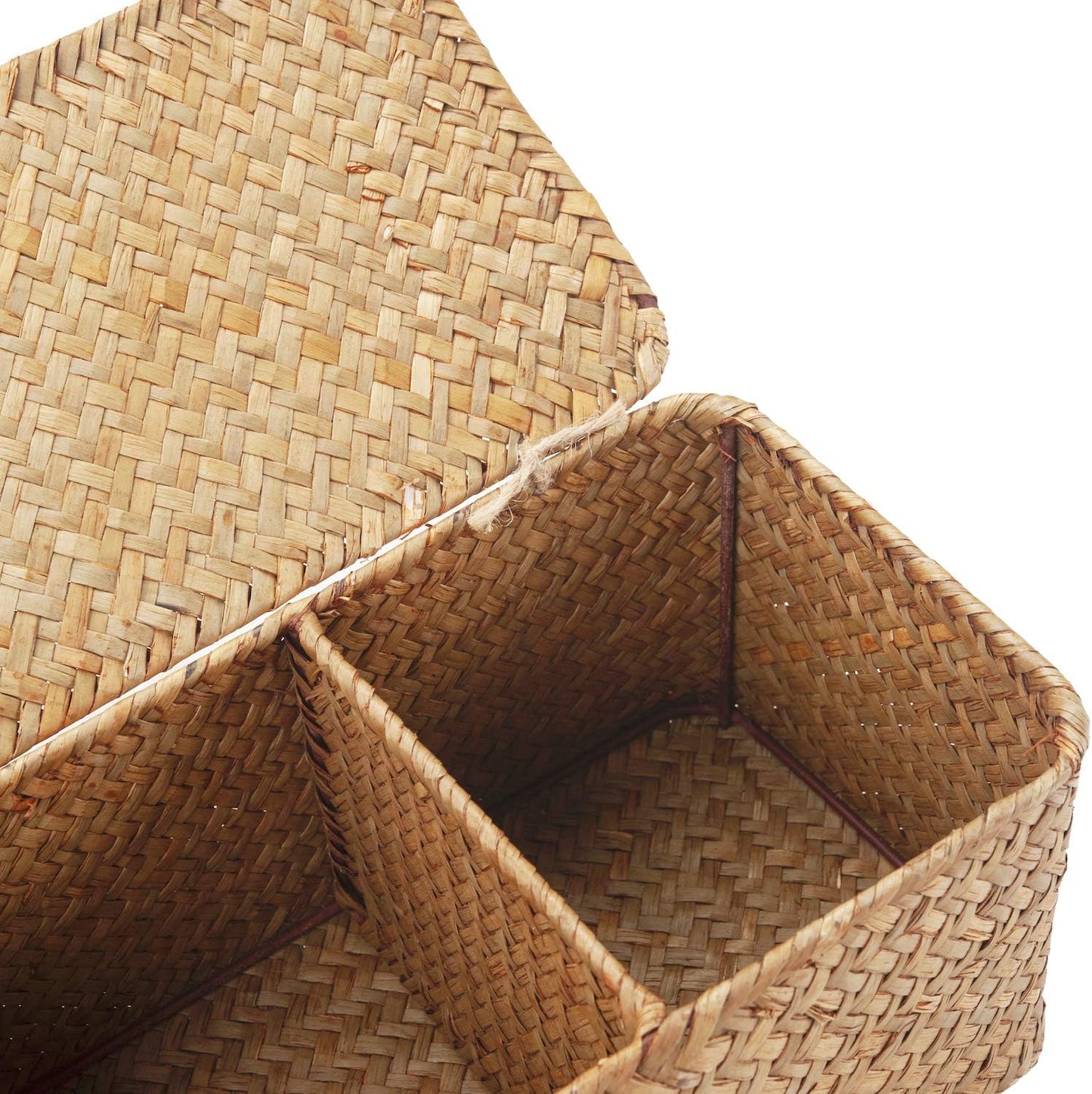 Seagrass Tank Basket - Woven Storage Basket with Lid for Organizing Snacks & Toys | Large 16.5" L x 5.5" W x 5.5" H