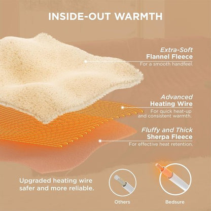 Bedsure Electric Blanket - Queen Size Dual Control Heated Blanket with Fast Heating & 10 Settings (84x90 inches, Burgundy)