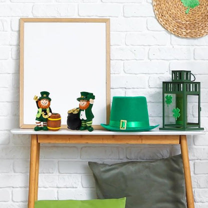 Gift Boutique St. Patrick’s Day Leprechaun Figurines Set - Mini Resin Irish Decor with Gold Coins & Shamrock
