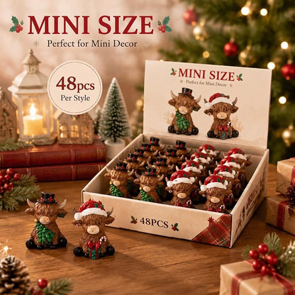 96 Pcs Christmas Mini Highland Cow Figurines - RattanView Variation of THIS listing