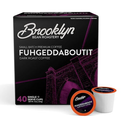 Brooklyn Beans Fuhgeddaboutit Gourmet Coffee Pods - Bold Dark Roast, 40 Count for Keurig 2.0