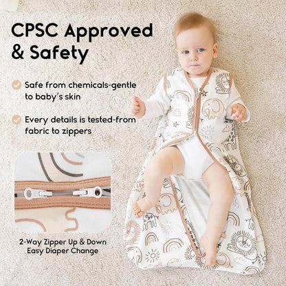 Yoofoss Baby Sleep Sack - 100% Organic Cotton Wearable Blanket for Infants | 6-12 Months, 3 Pack, 0.5 Tog
