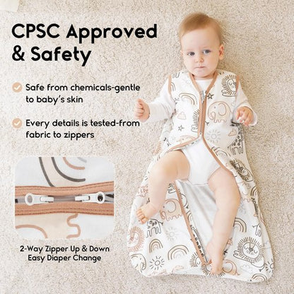 Yoofoss Baby Sleep Sack 6-12 Months 0.5 Tog Wearable Blanket for Baby, 3 Pack 100% Organic Cotton Infant Toddler Sleeping Sack 2-Way Zipper Lightweight Sleep Sack