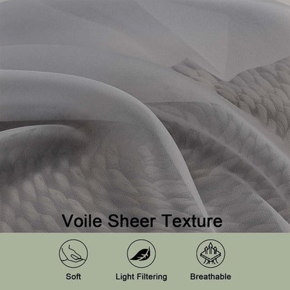OWENIE Sheer Grey Curtains, Sheer Curtains 63 inch Length 2 Panels Set, Rod Pocket Voile Fimly Sheer Drapes for Living Room Bedroom, 2pcs, Grey, Each 59" W x 63" L