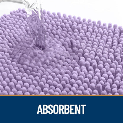 OLANLY Dog Door Mat - Absorbent Non-Slip Washable Chenille Mat for Muddy Paws | 48x30, Lavender