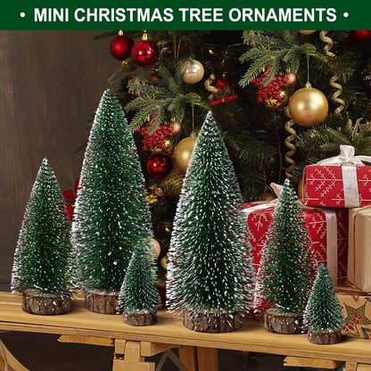 Skiennix Mini Christmas Trees - 6pcs Artificial Bottle Brush Decor for Indoor/Outdoor Holiday Use | Green