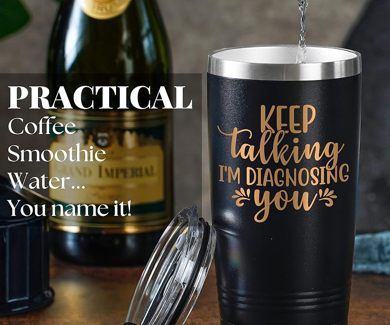 Keep Talking I'm Diagnosing You Tumbler - Psychology Gifts, Black