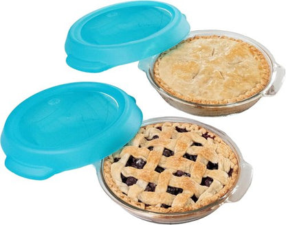 Libbey Baker’s Premium Glass Pie Plate Set - Stackable Casserole Dishes with Lids for Fruit Pies & Quiches