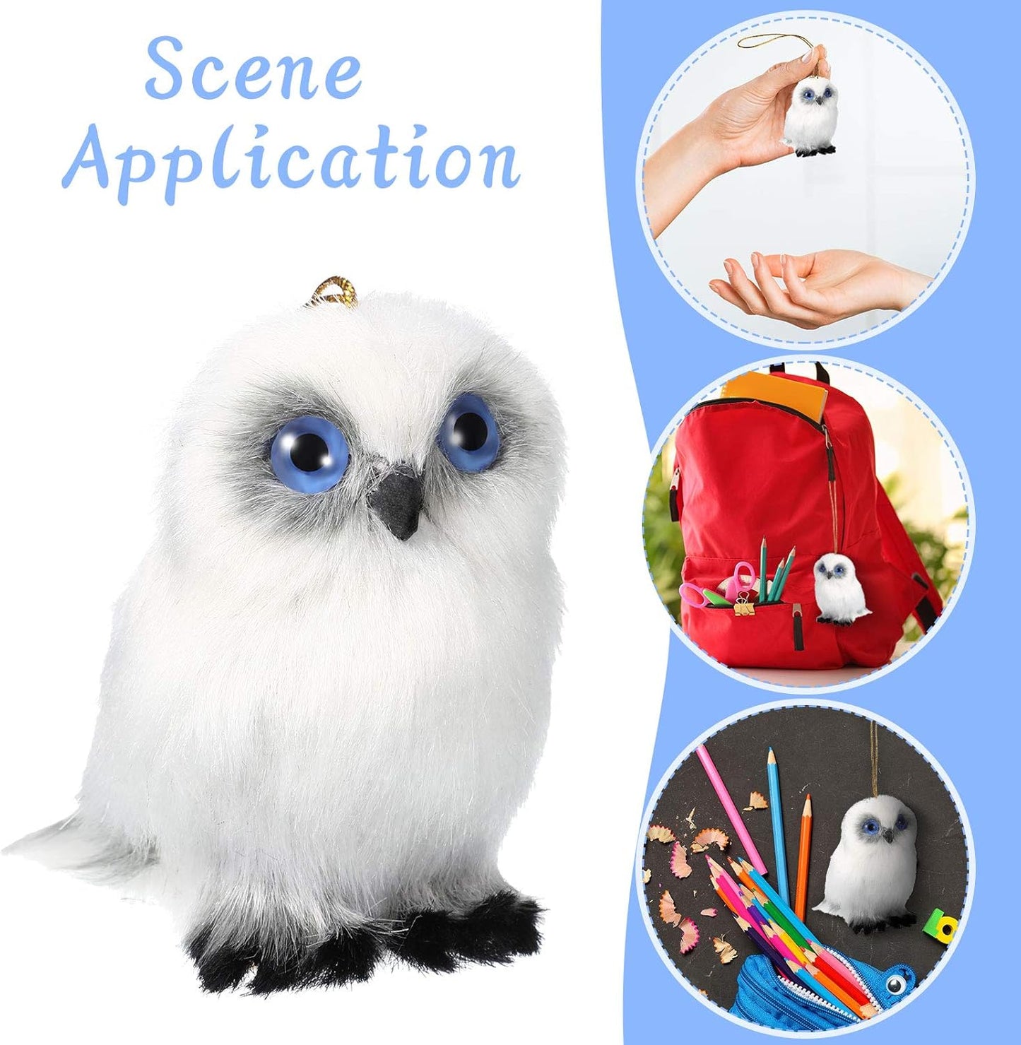 Skylety Mini Stuffed Owl Plush Toy - 3.2 Inch Soft White Hanging Ornament | Perfect for DIY Keychains & Gifts