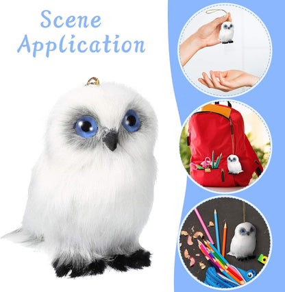 Skylety Mini Stuffed Owl Plush Toy - 3.2 Inch Soft White Hanging Ornament | Perfect for DIY Keychains & Gifts