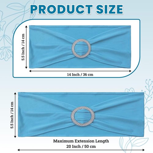 MDS Spandex Chair Sashes - Universal Fit Elastic Stretch Ties with Buckle for Weddings | Blue, Pack of 150