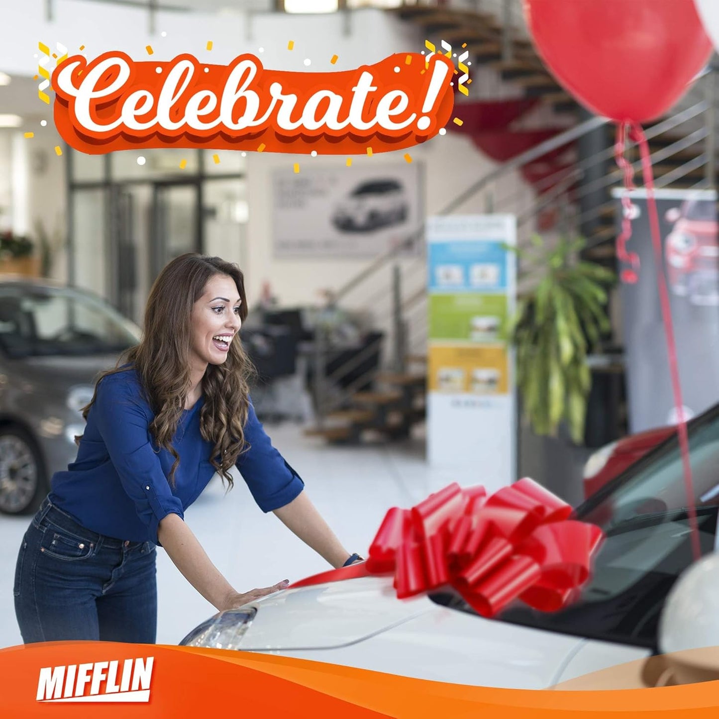 Mifflin-USA Big Car Bow - Red 23 Inch Gift Bow for Birthdays & Christmas Decor | Giant Car Bow
