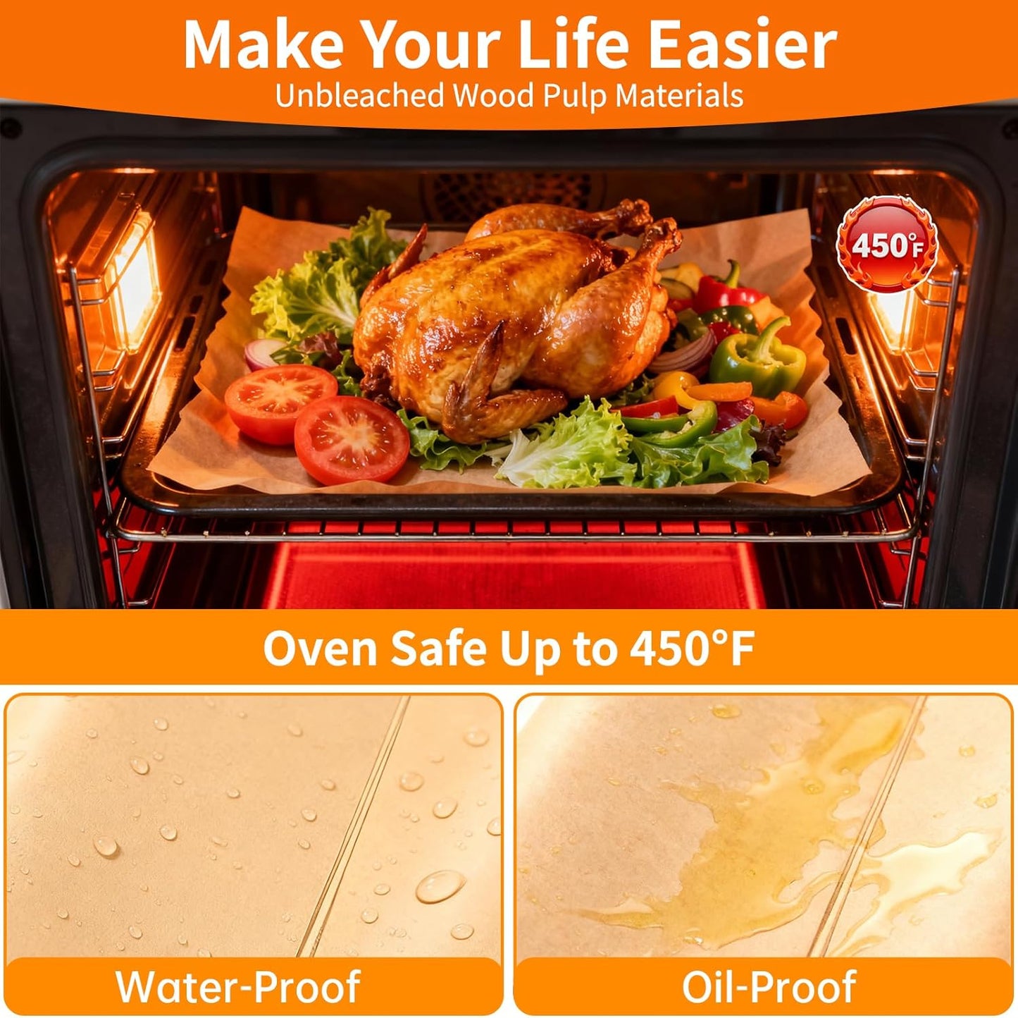 YUANYE Parchment Paper Baking Sheets - 400PCS Unbleached Precut 12"x16" Non-Stick for Oven & Air Fryer