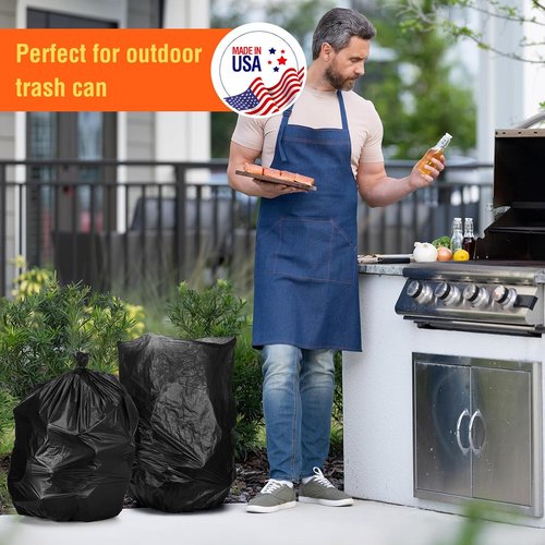 Delxo 30-33 Gallon Trash Bags - Thick, Durable & Puncture-Resistant | 250 Count, Made in USA (Black)