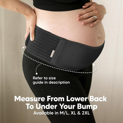 KeaBabies Pregnancy Belly Bands for Pregnant Women - 1-Pack, Soft & Breathable Maternity Belly Support Band, Easy Adjustable Maternity Belt for Back, Pelvic Support, Comfortable (Midnight Black, M/L)