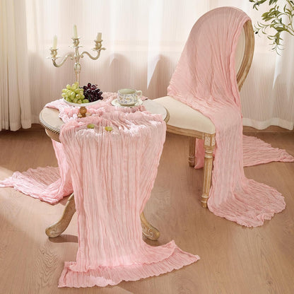 Skiennix 6 Pack Dusty Pink Table Runners - 120 Inch Boho Rustic Gauze for Weddings & Events
