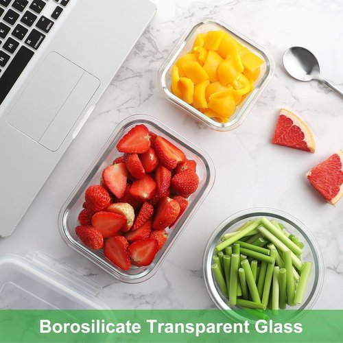 HOMBERKING Glass Meal Prep Containers - 18-Piece Airtight Food Storage Set, BPA-Free & Leak Proof