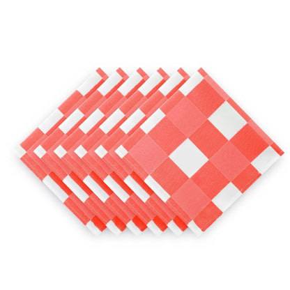 Buffalo Plaid Table Napkins Set of 50, 17x17 Inch, Waterproof Gingham Pattern (Red & White) - Candy Clean Washable