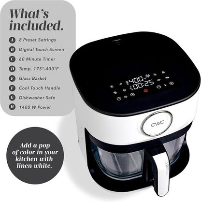 Cook With Color 5.5Qt Digital Kitchen Air Fryer - 1400W, 8 Healthy Cooking Presets, Linen White