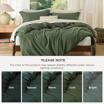 Bedsure Duvet Cover California King Size - Soft Double Brushed Bedding Set for Kids & Adults, Zipper Closure, 3 Pieces, Includes 1 Duvet Cover (104"x98") & 2 Pillow Shams, NO Comforter, Olive Green